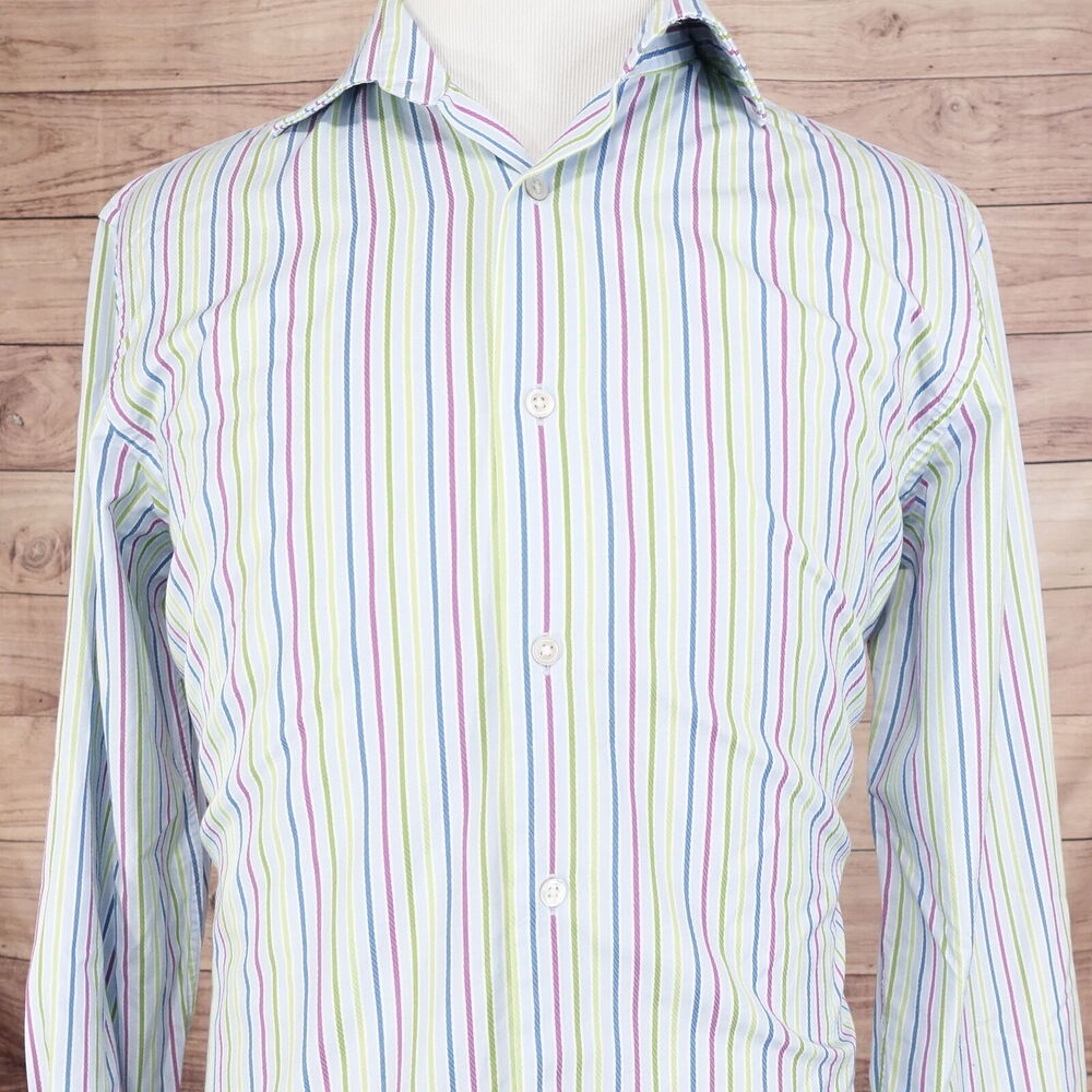 EXPRESS DESIGN STUDIO CLASSIC FIT‎ STRIPED BUTTON DOWN SHIRT MENS SZ L VTG